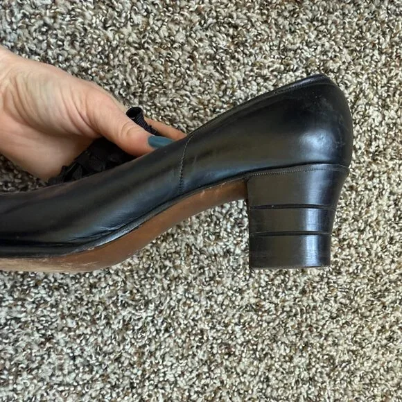 Vintage 1940s Lace-Up Heeled Oxfords Air Step – Size 4.5/5 – Black Leather - Picture 4 of 8